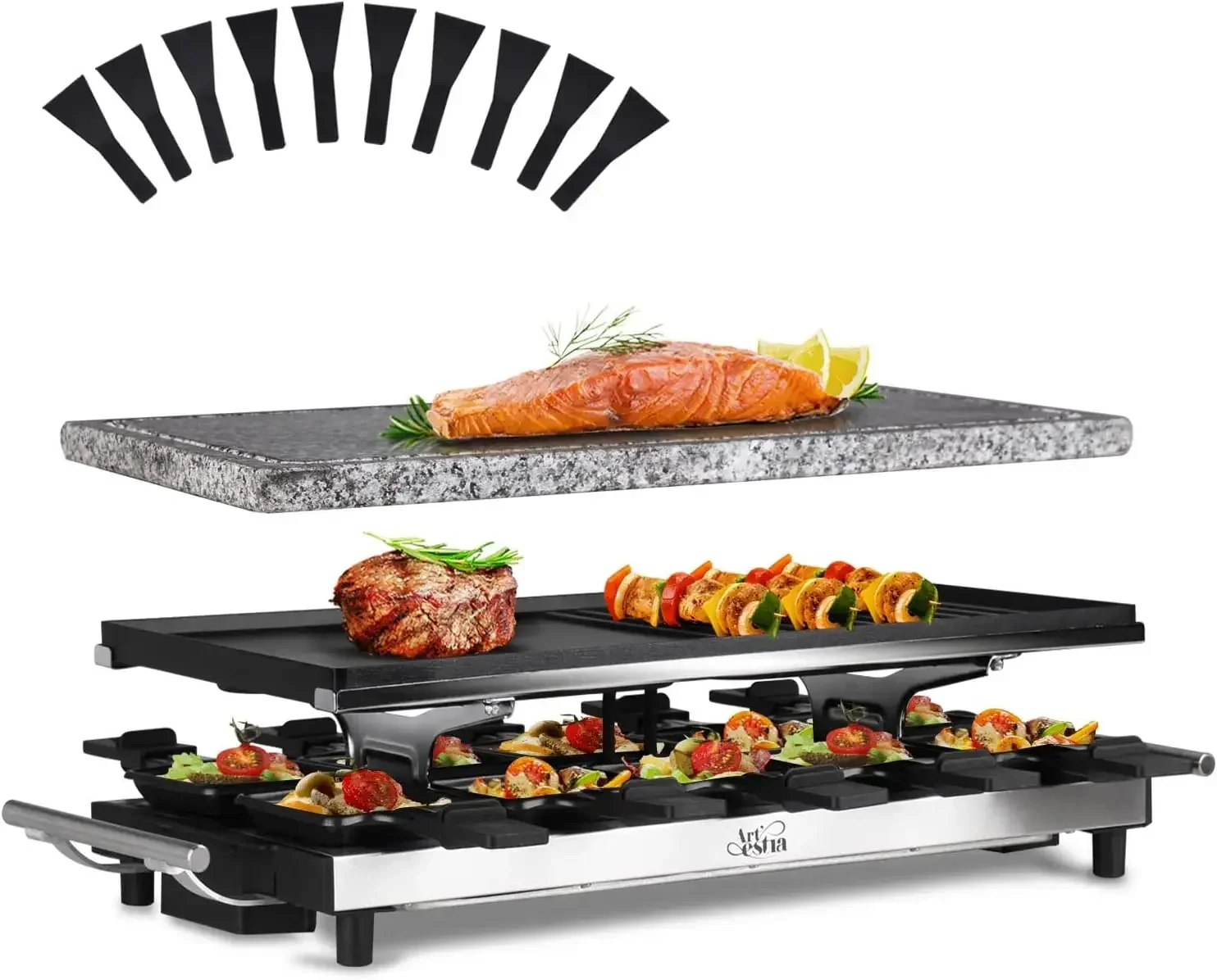 Raclette Grill Table - Artestia Raclette Table Grill,1500W Raclette Grill,10
