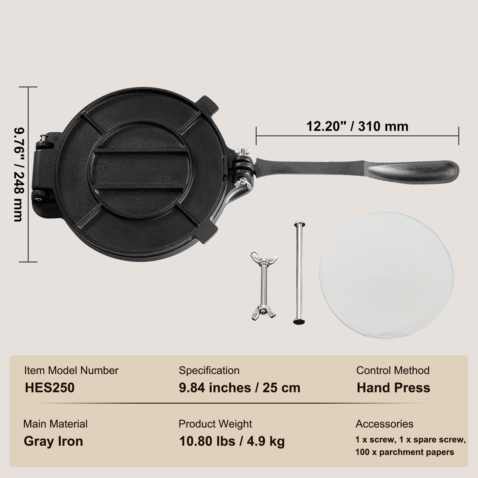 Tortilla Press, 8 Inch Tortill - Tortilla Press Cast ulasan dan harga